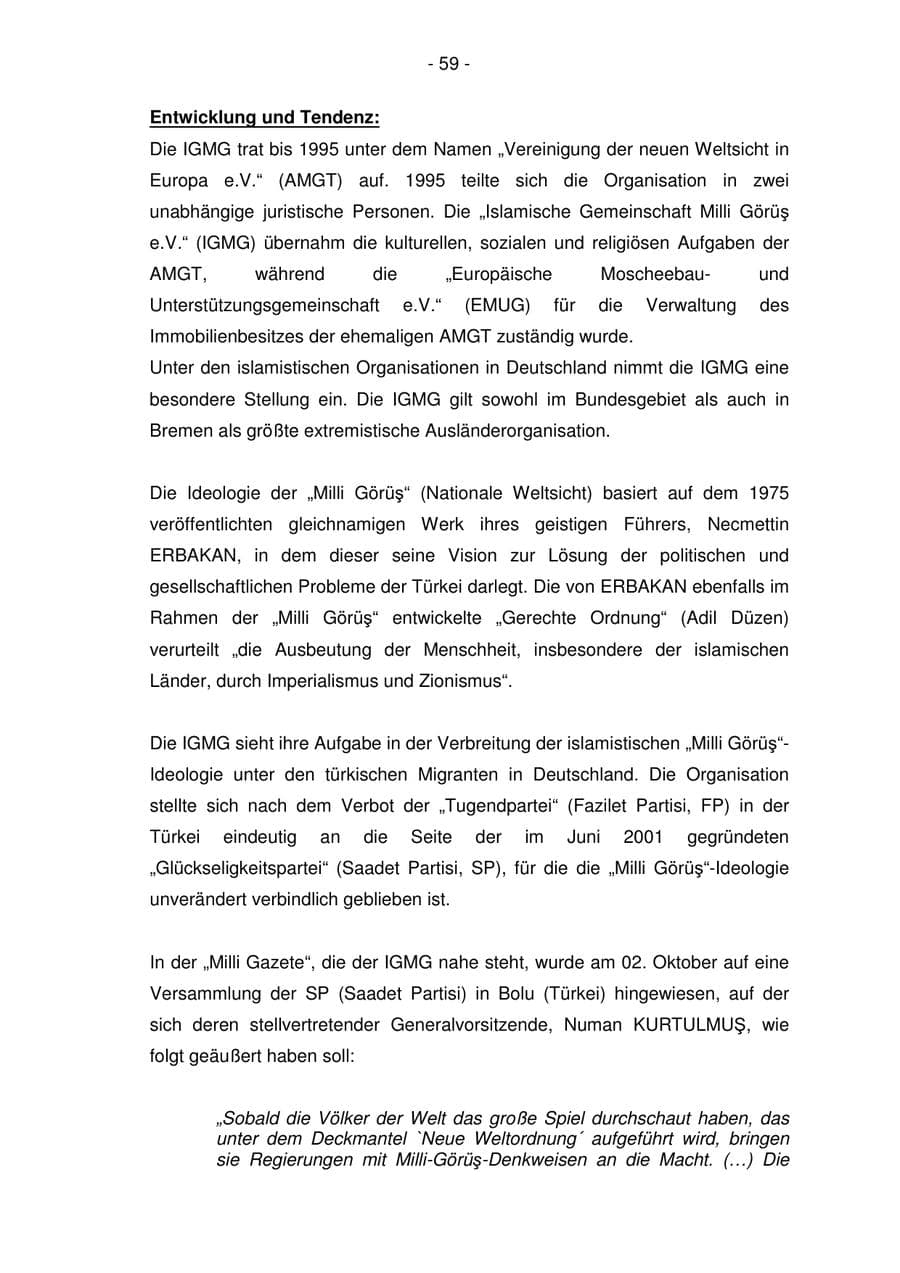 Seite 59 des Verfassungsschutzbericht 2006 Bremen