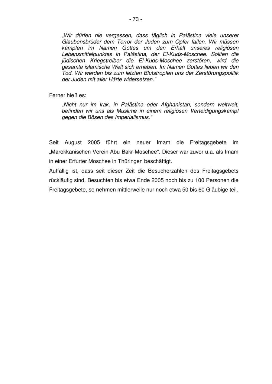 Seite 73 des Verfassungsschutzbericht 2006 Bremen
