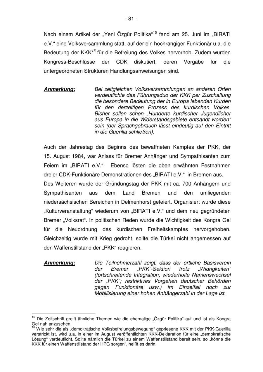 Seite 81 des Verfassungsschutzbericht 2006 Bremen
