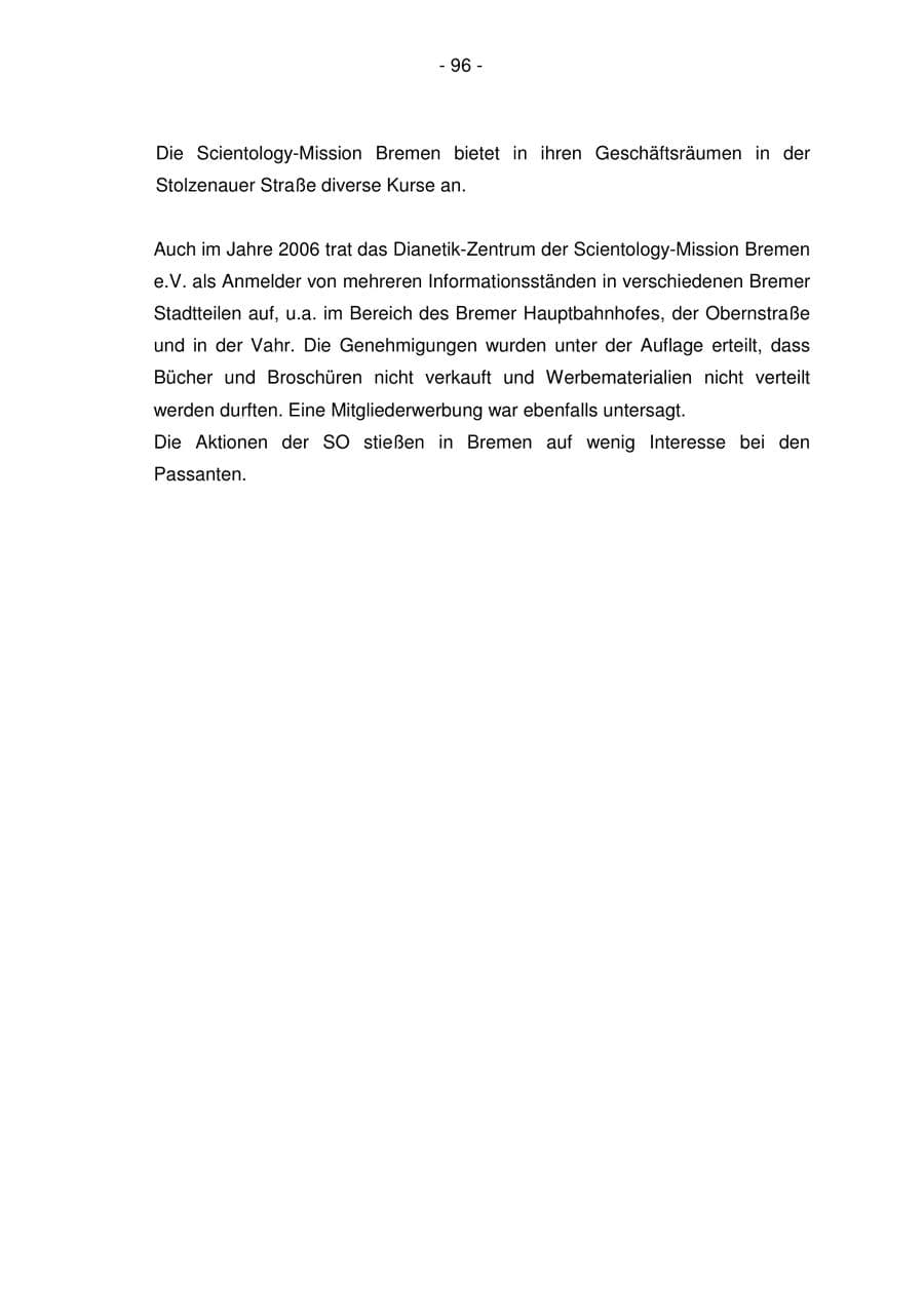 Seite 96 des Verfassungsschutzbericht 2006 Bremen