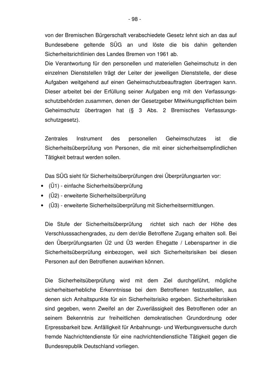 Seite 98 des Verfassungsschutzbericht 2006 Bremen