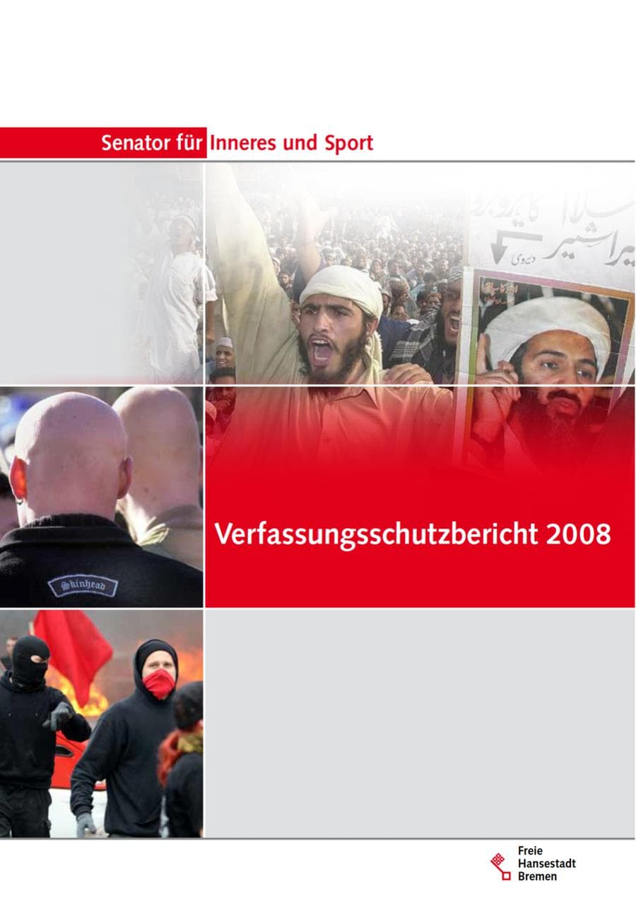Seite 1 des Verfassungsschutzbericht 2008 Bremen