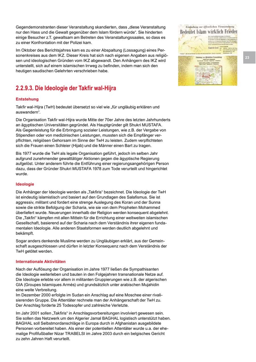 Seite 23 des Verfassungsschutzbericht 2008 Bremen