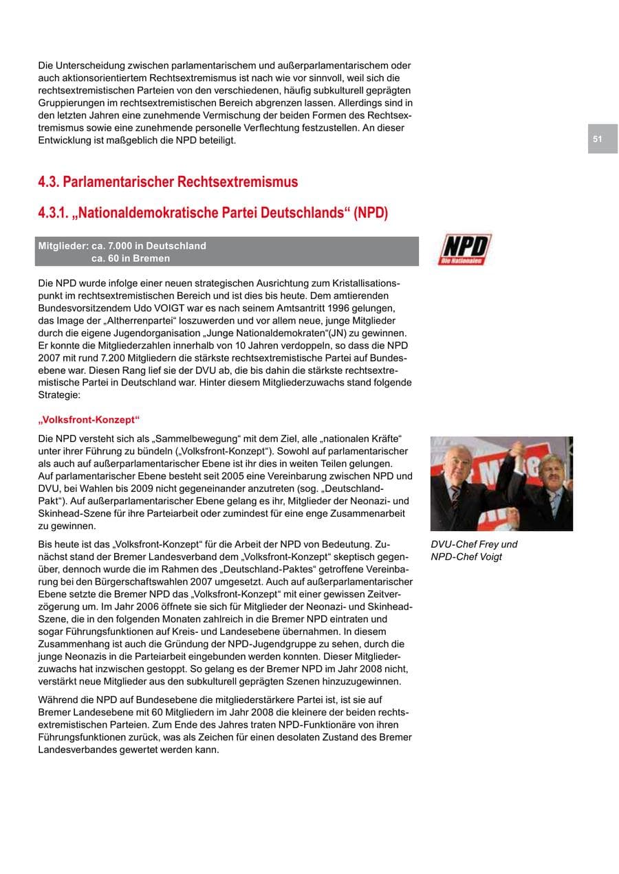 Seite 51 des Verfassungsschutzbericht 2008 Bremen