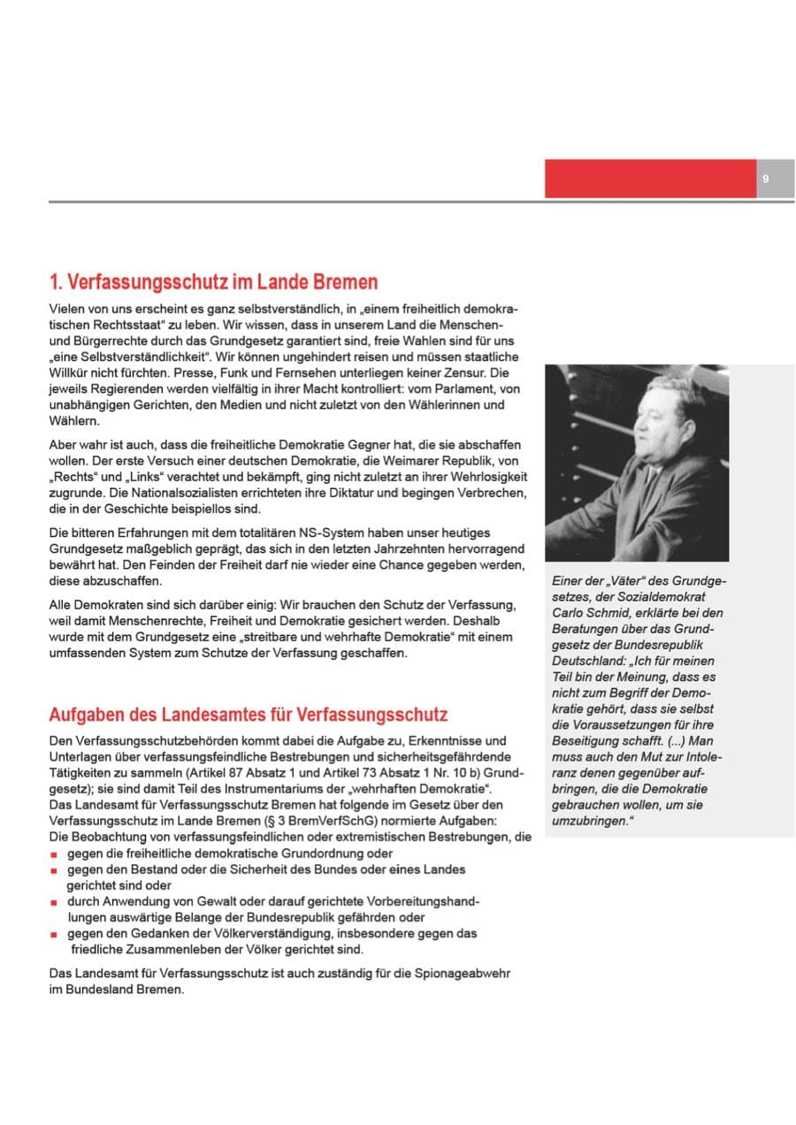 Seite 9 des Verfassungsschutzbericht 2008 Bremen