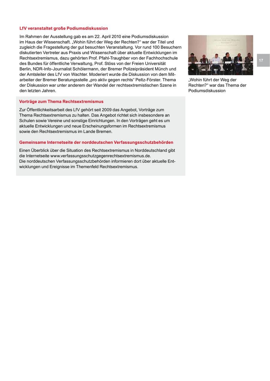 Seite 17 des Verfassungsschutzbericht 2010 Bremen