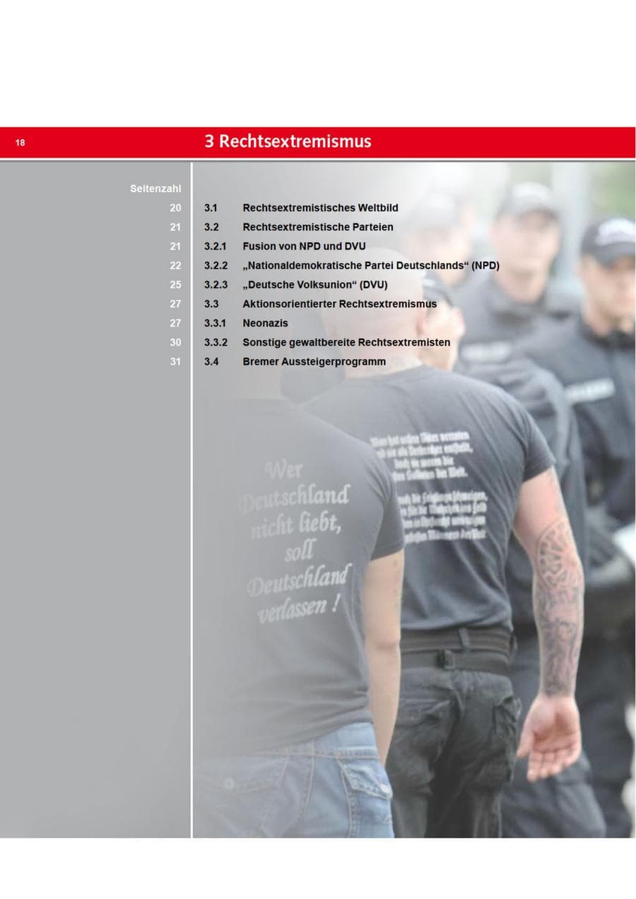 Seite 18 des Verfassungsschutzbericht 2010 Bremen