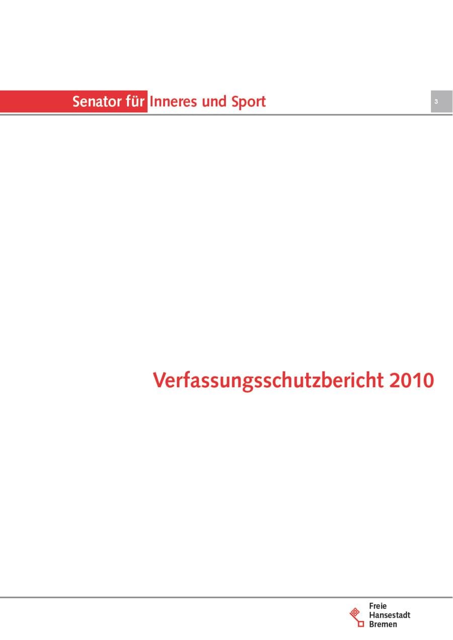 Seite 3 des Verfassungsschutzbericht 2010 Bremen