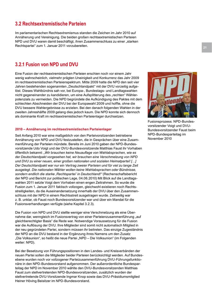 Seite 21 des Verfassungsschutzbericht 2010 Bremen