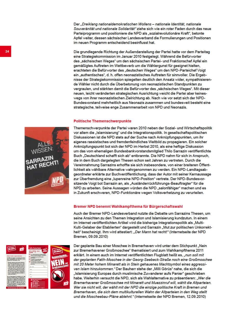 Seite 24 des Verfassungsschutzbericht 2010 Bremen