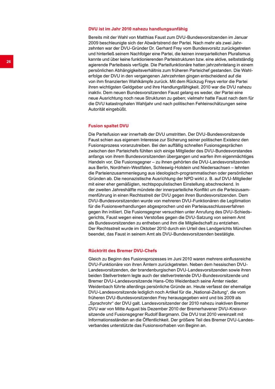 Seite 26 des Verfassungsschutzbericht 2010 Bremen