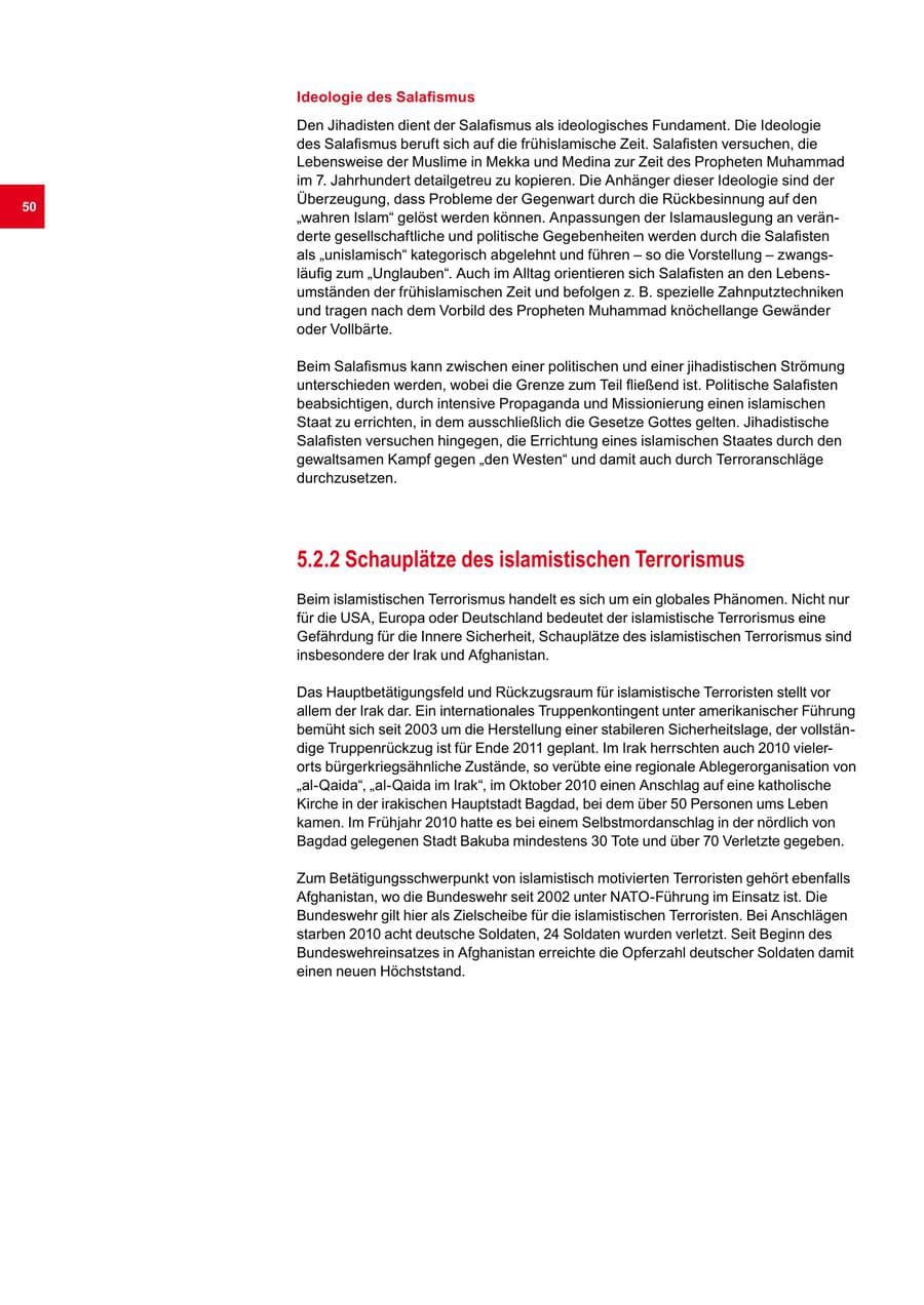 Seite 50 des Verfassungsschutzbericht 2010 Bremen