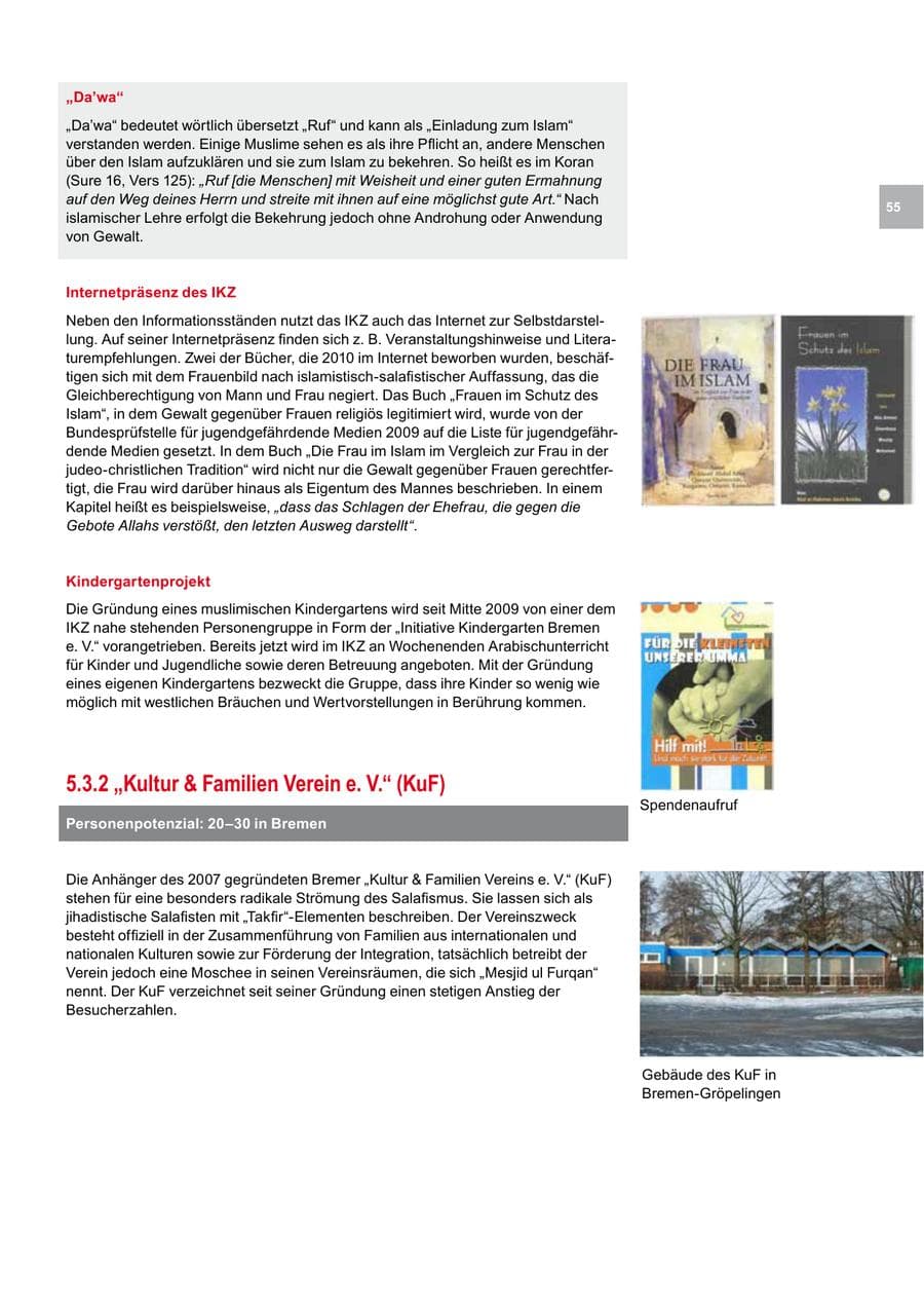 Seite 55 des Verfassungsschutzbericht 2010 Bremen