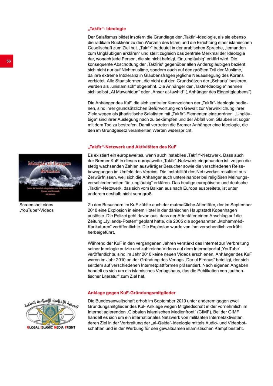 Seite 56 des Verfassungsschutzbericht 2010 Bremen