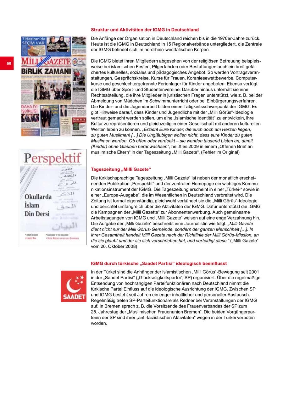 Seite 60 des Verfassungsschutzbericht 2010 Bremen
