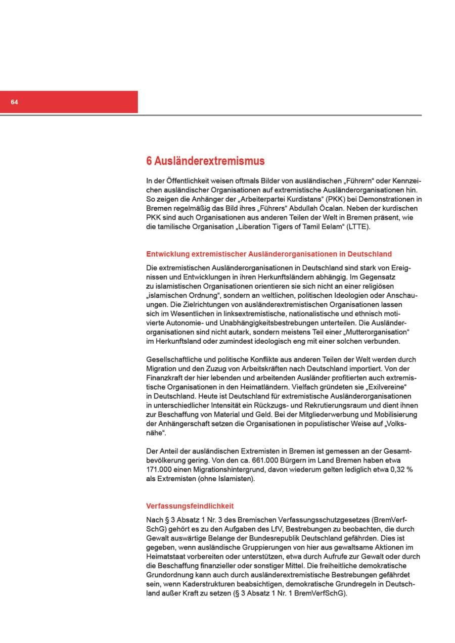 Seite 64 des Verfassungsschutzbericht 2010 Bremen