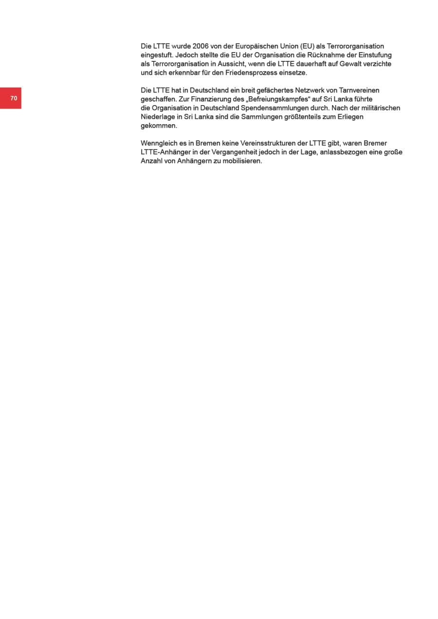 Seite 70 des Verfassungsschutzbericht 2010 Bremen