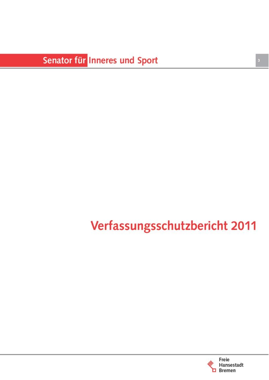Seite 3 des Verfassungsschutzbericht 2011 Bremen