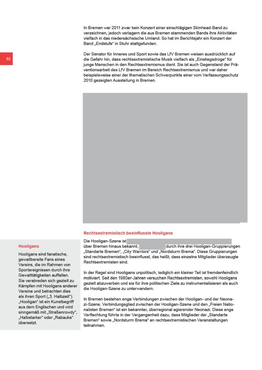Seite 32 des Verfassungsschutzbericht 2011 Bremen