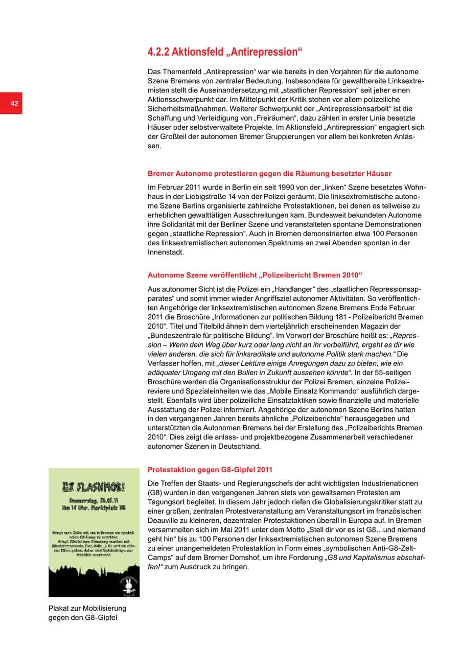 Seite 42 des Verfassungsschutzbericht 2011 Bremen