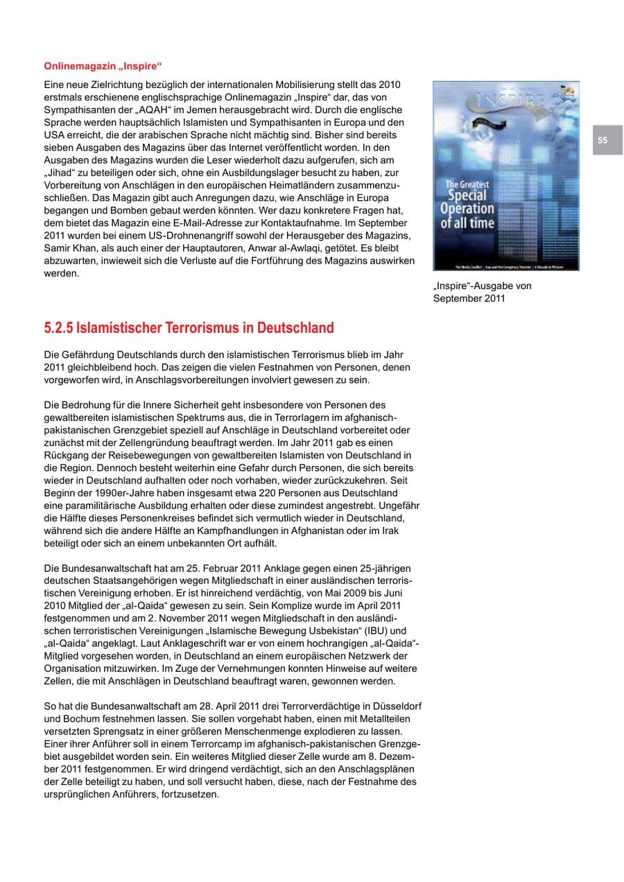 Seite 55 des Verfassungsschutzbericht 2011 Bremen