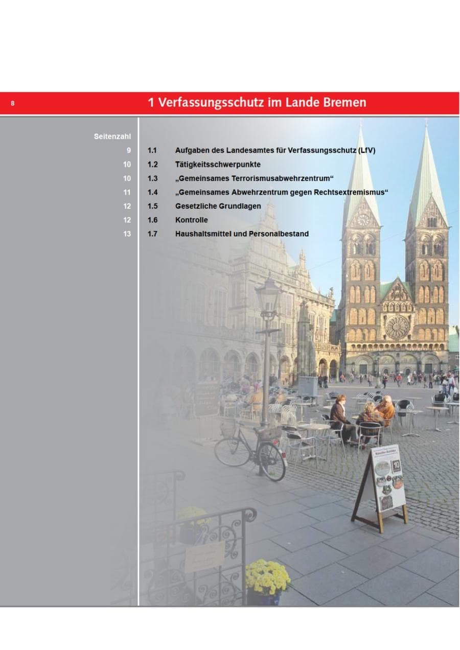 Seite 8 des Verfassungsschutzbericht 2011 Bremen