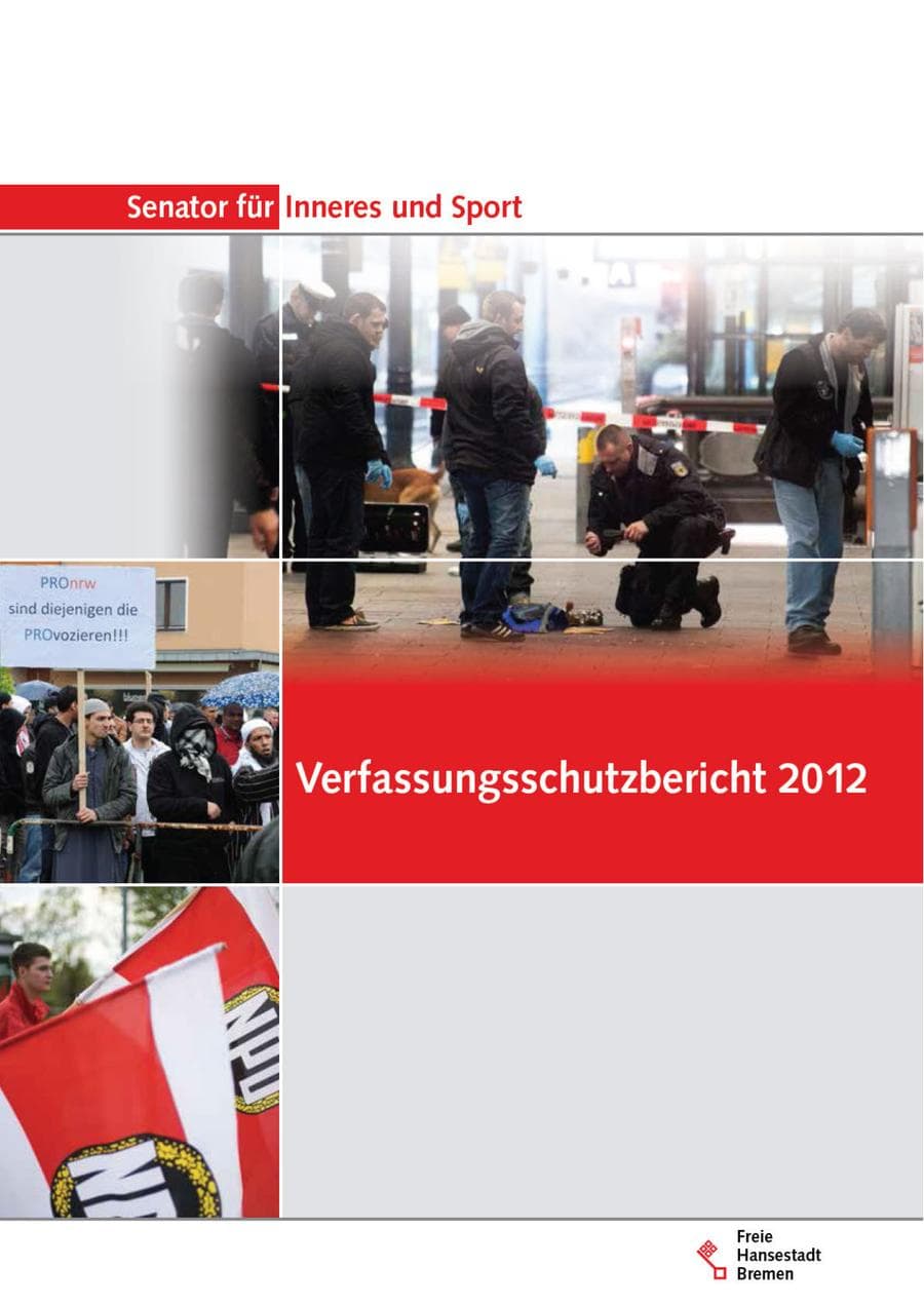 Seite 1 des Verfassungsschutzbericht 2012 Bremen