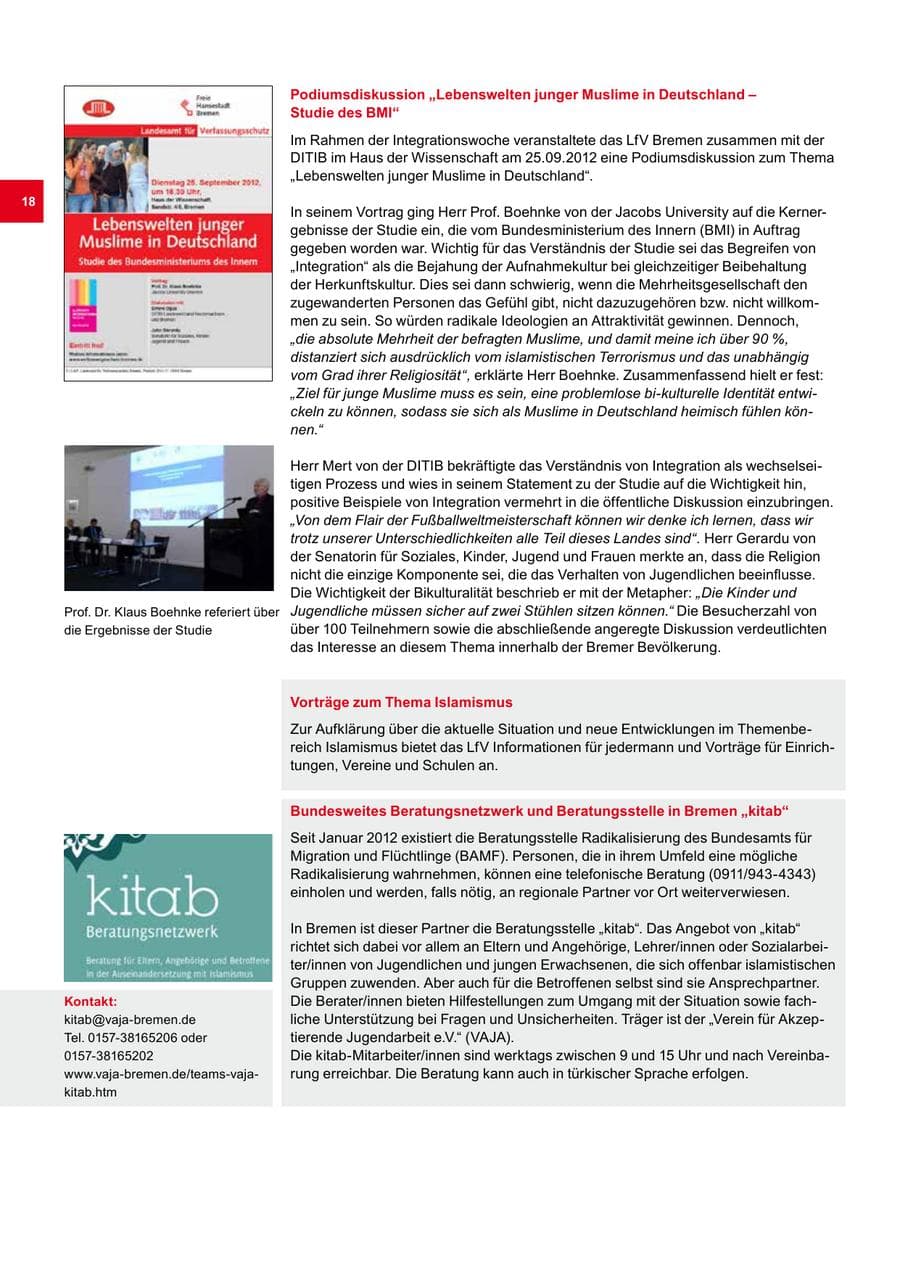 Seite 18 des Verfassungsschutzbericht 2012 Bremen
