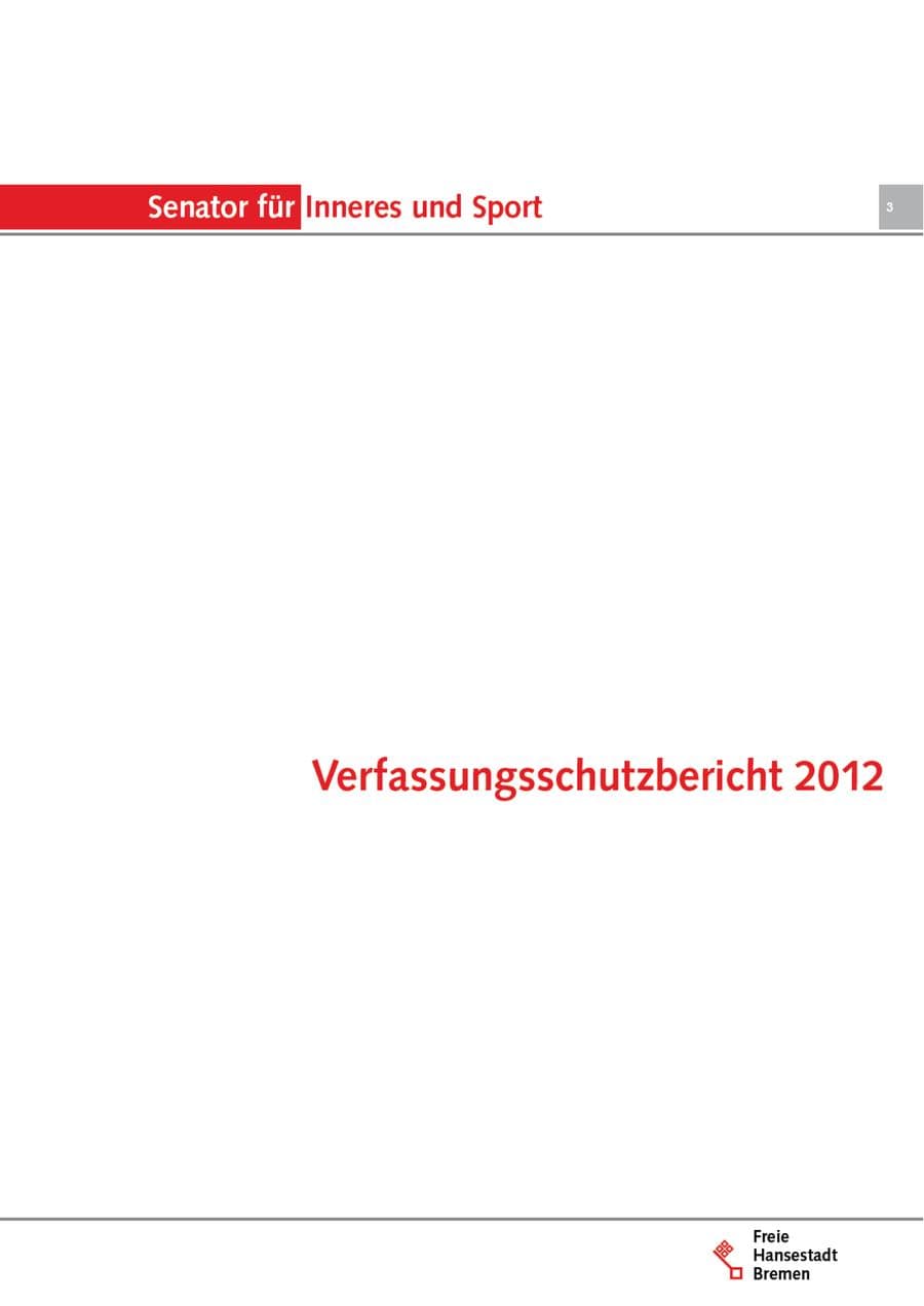 Seite 3 des Verfassungsschutzbericht 2012 Bremen