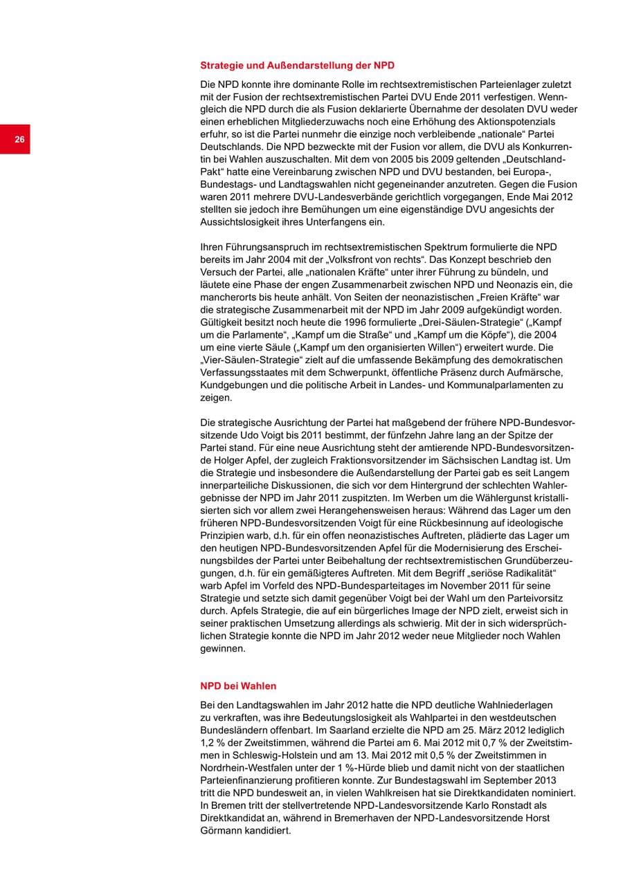 Seite 26 des Verfassungsschutzbericht 2012 Bremen