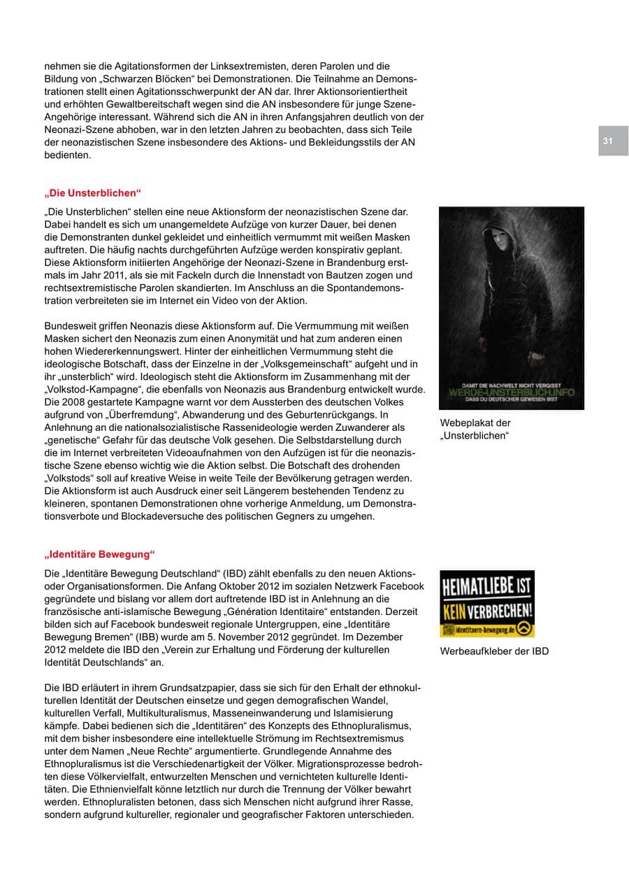 Seite 31 des Verfassungsschutzbericht 2012 Bremen