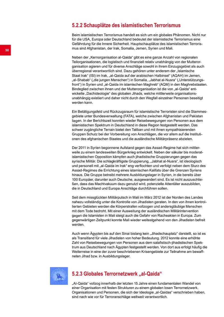 Seite 50 des Verfassungsschutzbericht 2012 Bremen