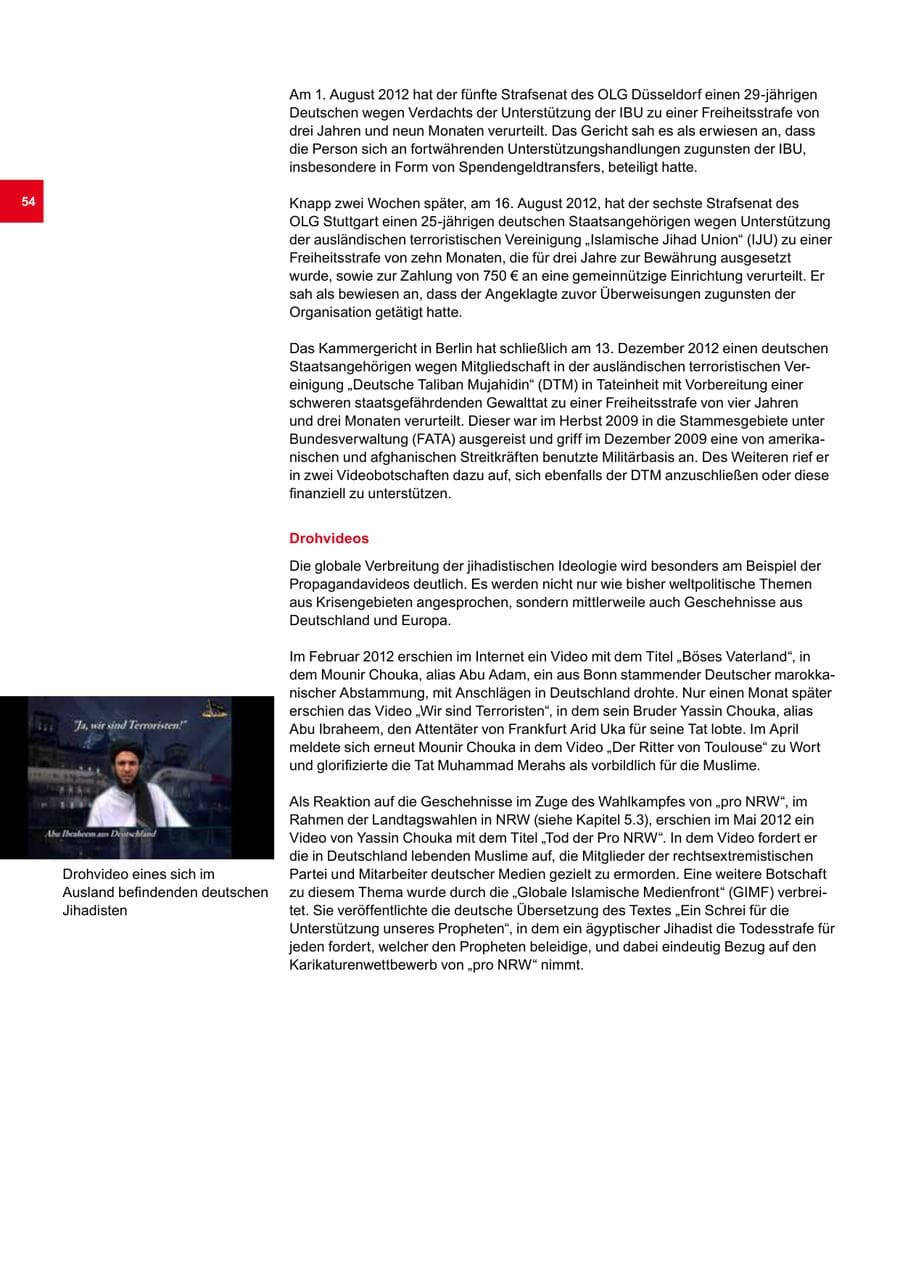 Seite 54 des Verfassungsschutzbericht 2012 Bremen