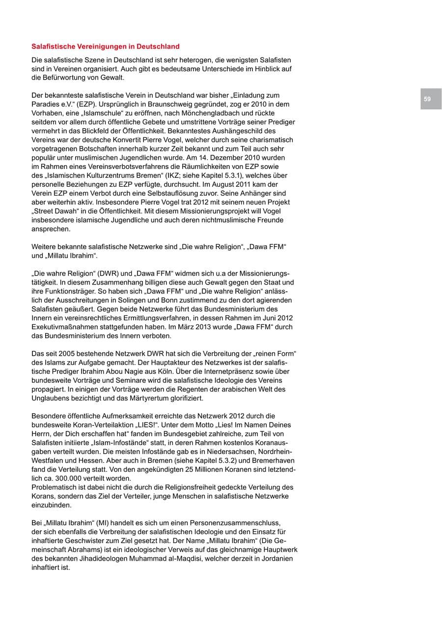 Seite 59 des Verfassungsschutzbericht 2012 Bremen