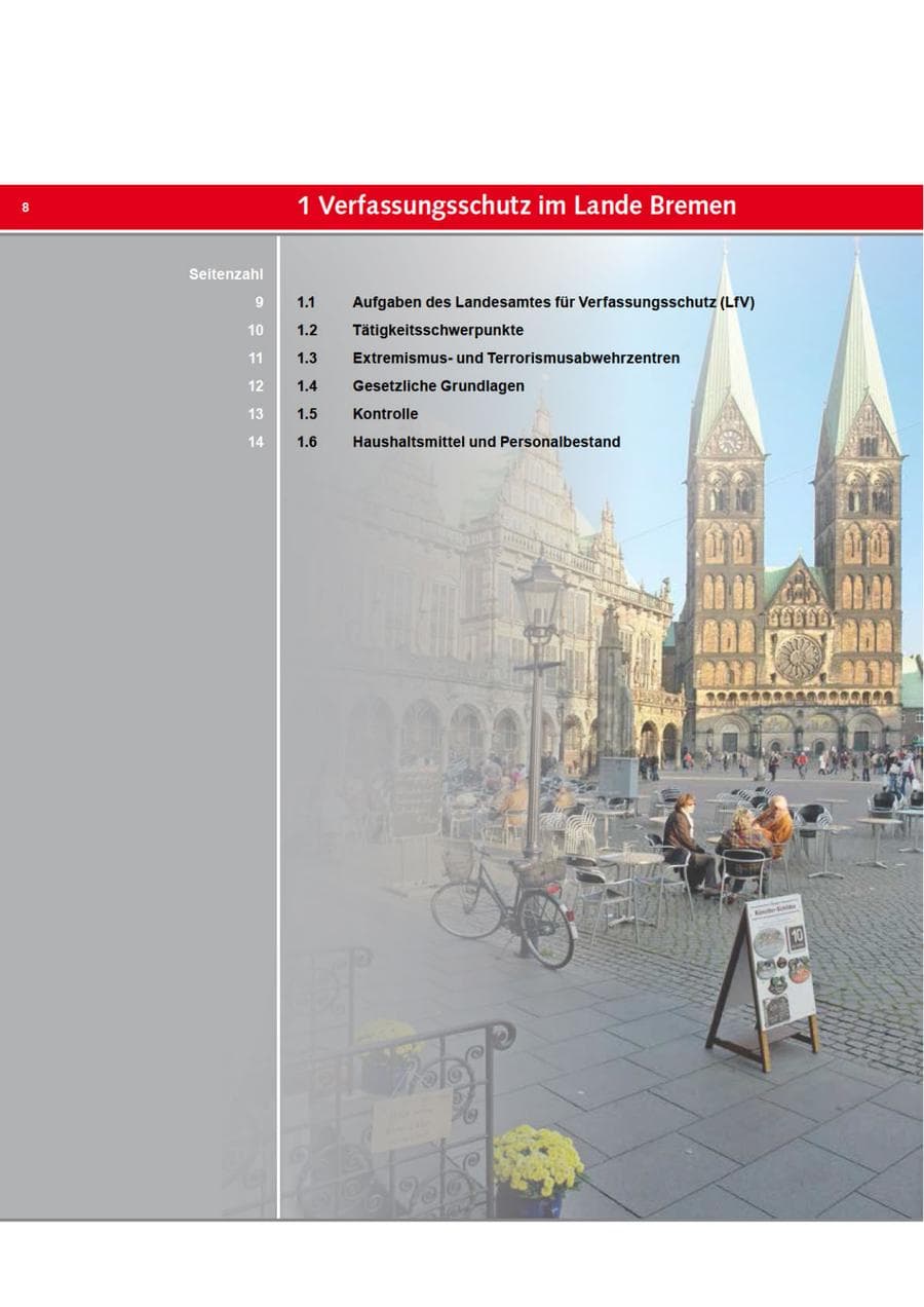 Seite 8 des Verfassungsschutzbericht 2012 Bremen
