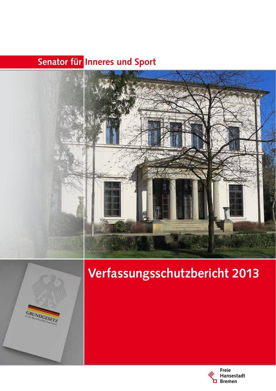 Seite 1 des Verfassungsschutzbericht 2013 Bremen