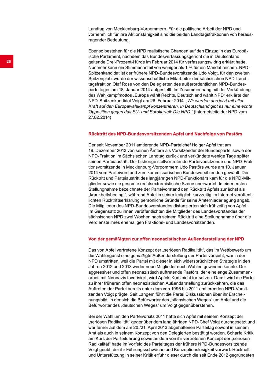 Seite 26 des Verfassungsschutzbericht 2013 Bremen
