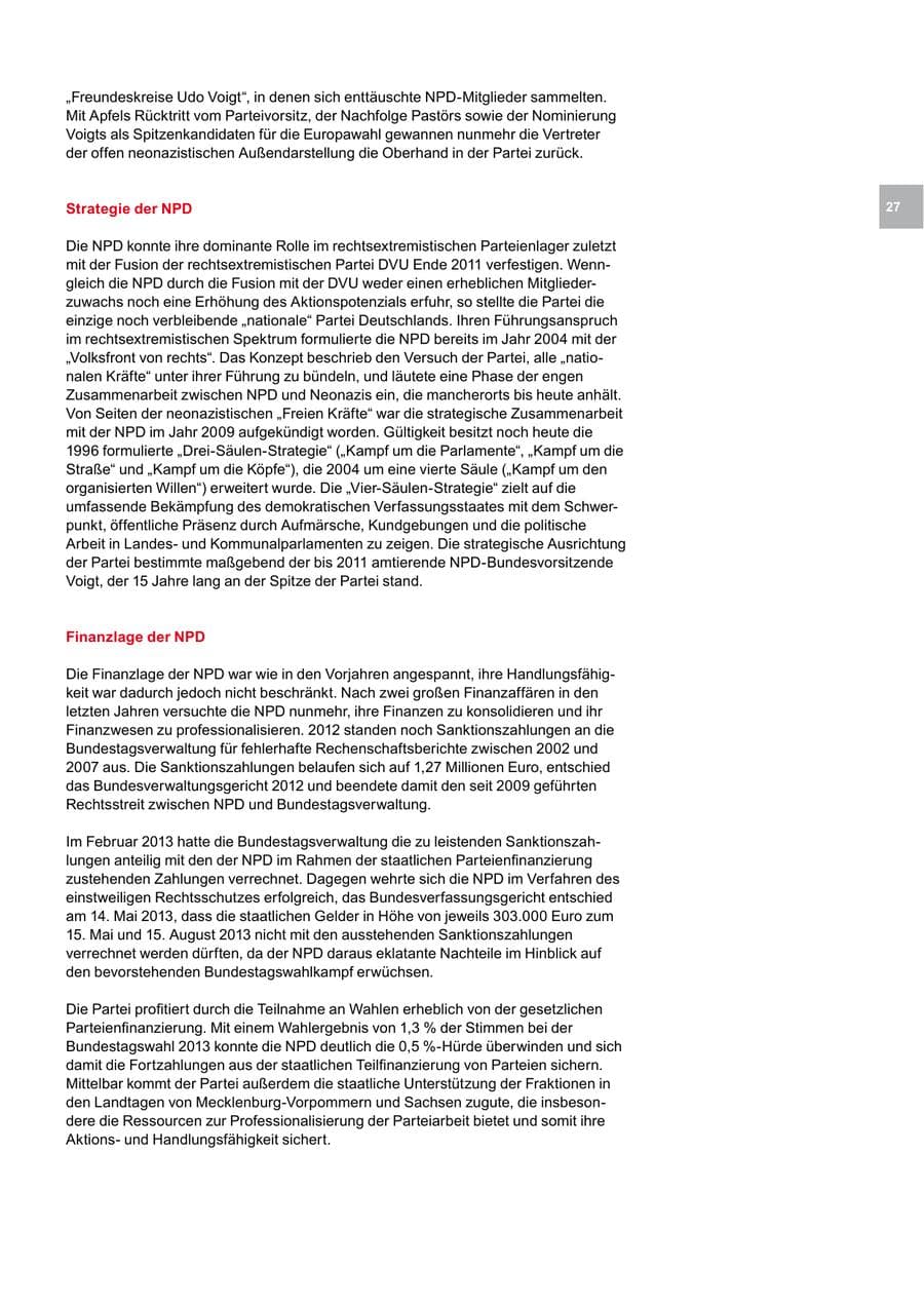 Seite 27 des Verfassungsschutzbericht 2013 Bremen