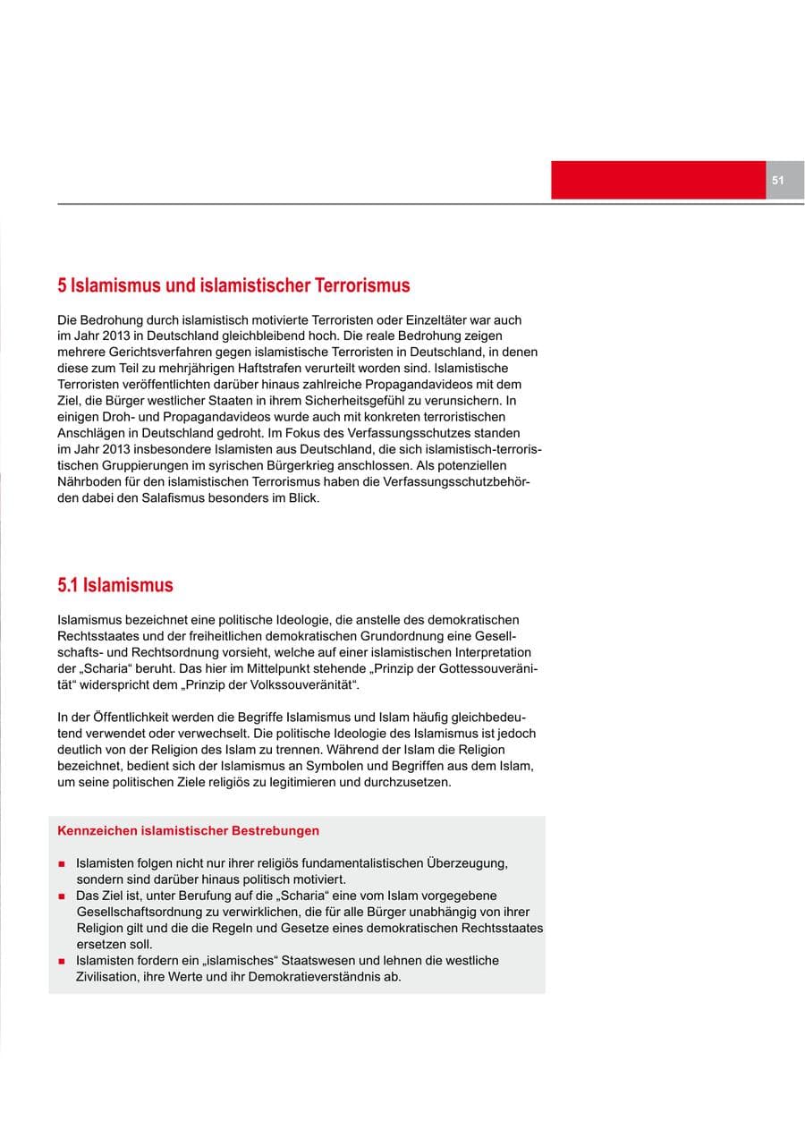 Seite 51 des Verfassungsschutzbericht 2013 Bremen