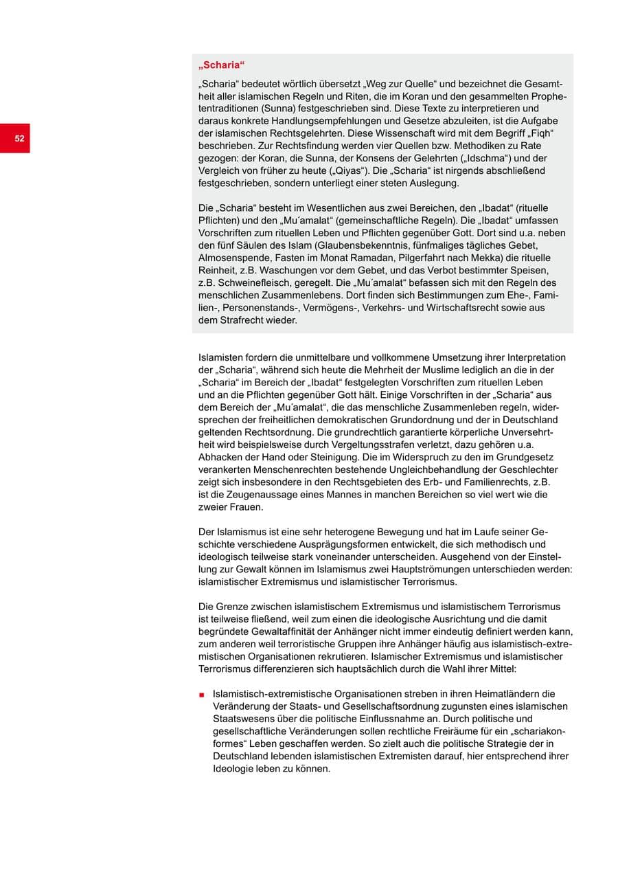 Seite 52 des Verfassungsschutzbericht 2013 Bremen
