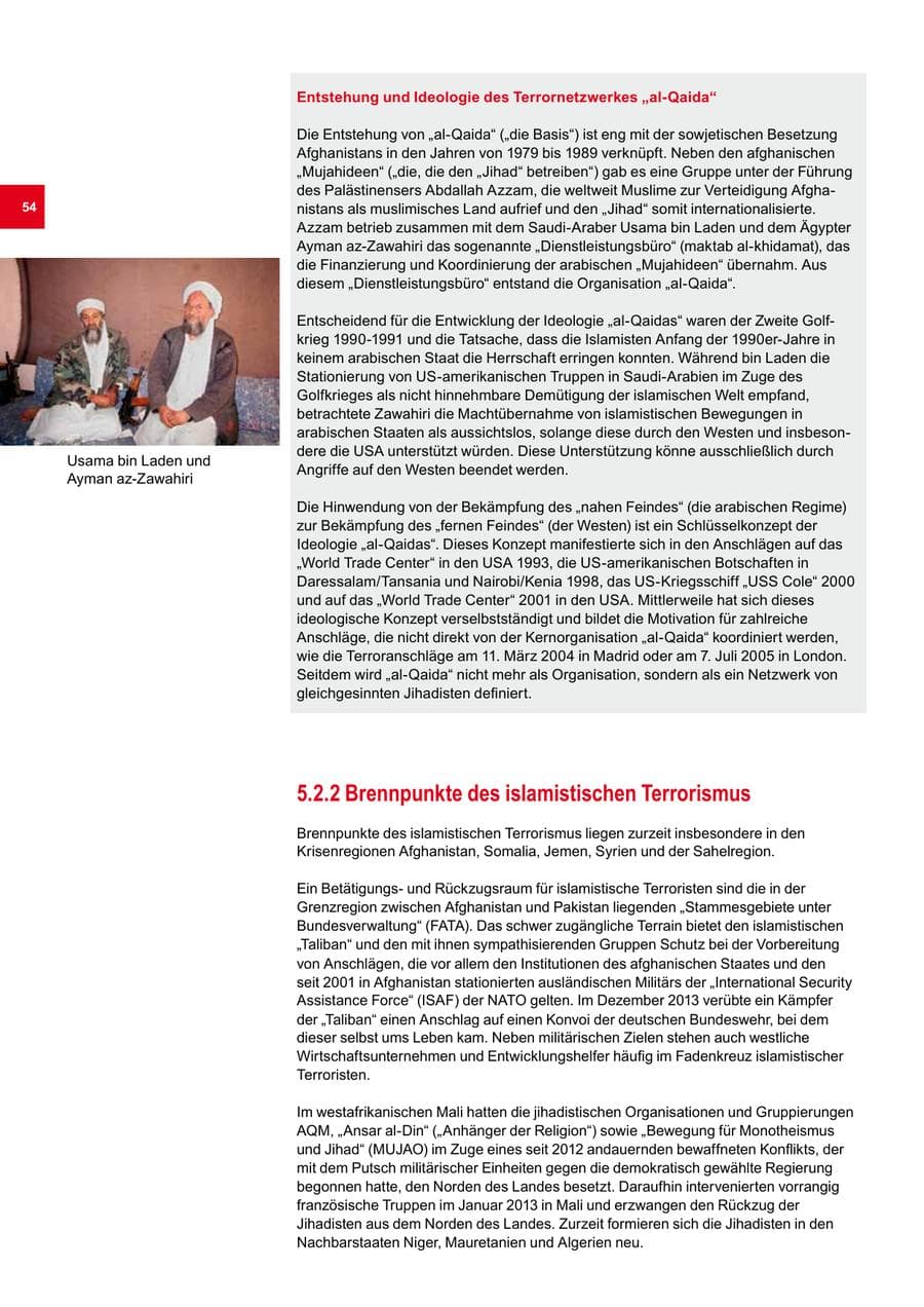 Seite 54 des Verfassungsschutzbericht 2013 Bremen