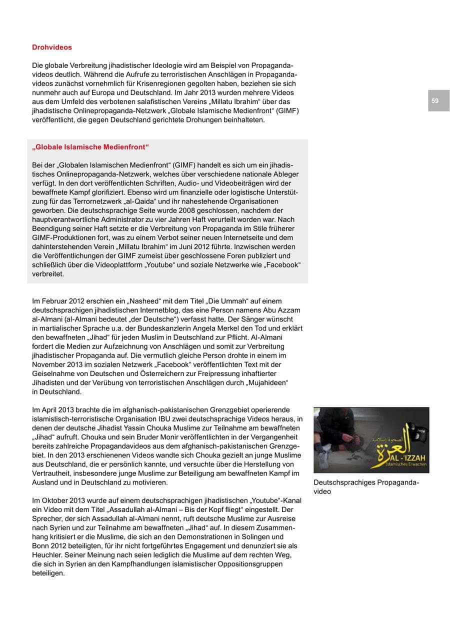 Seite 59 des Verfassungsschutzbericht 2013 Bremen