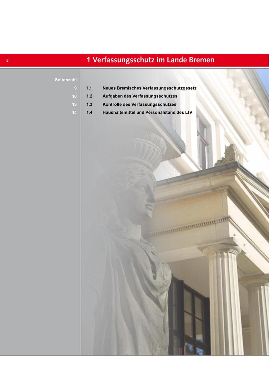 Seite 8 des Verfassungsschutzbericht 2013 Bremen
