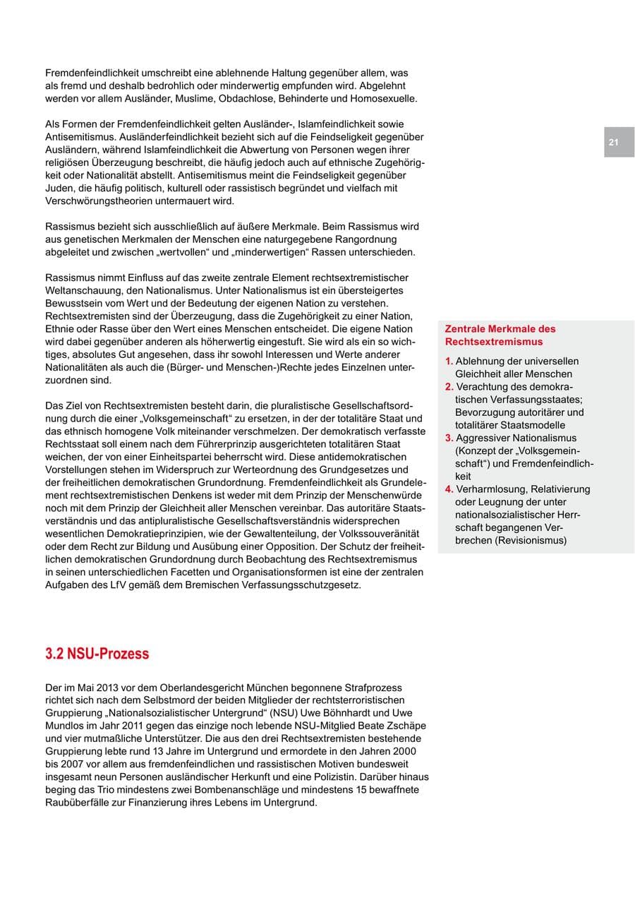 Seite 21 des Verfassungsschutzbericht 2014 Bremen