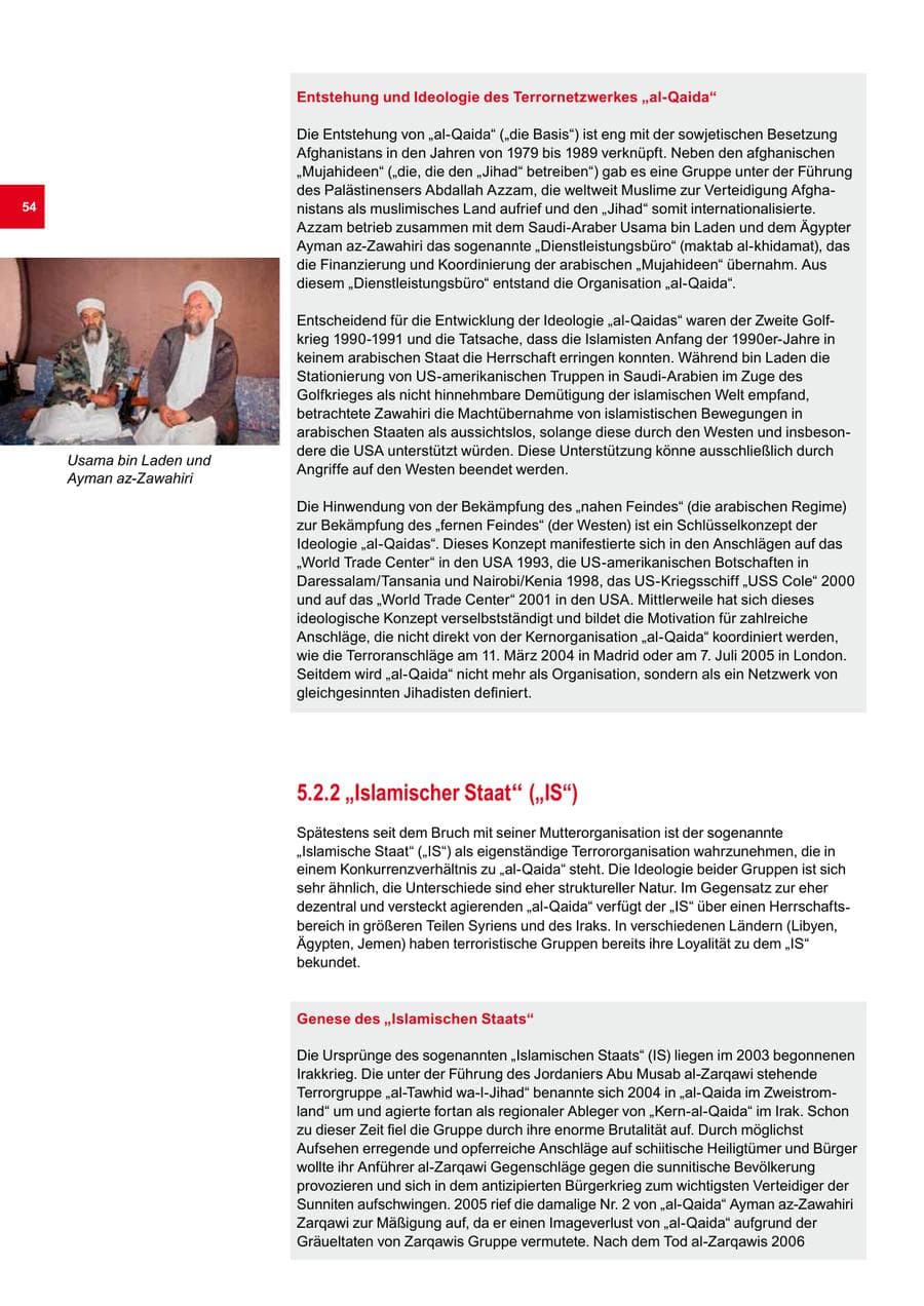Seite 54 des Verfassungsschutzbericht 2014 Bremen