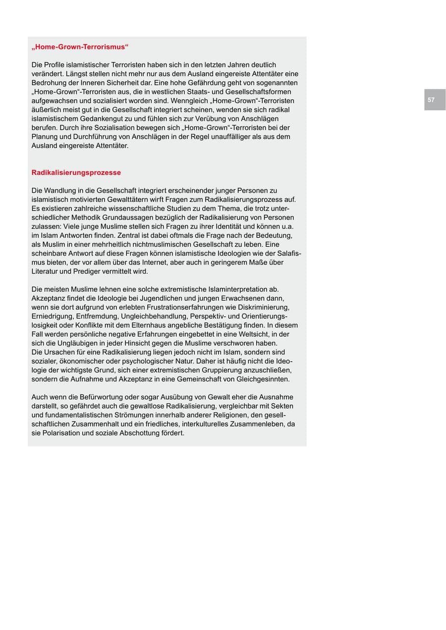 Seite 57 des Verfassungsschutzbericht 2014 Bremen