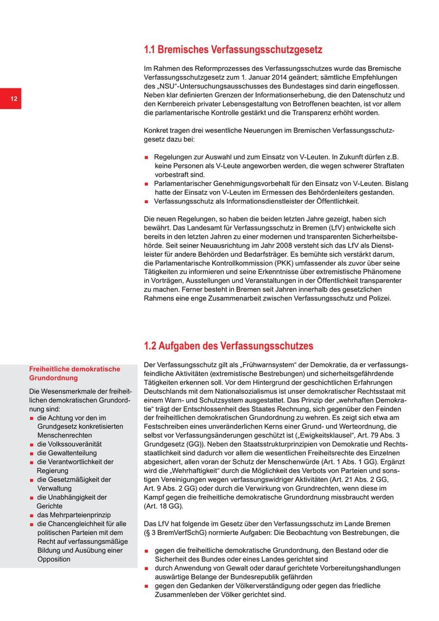 Seite 12 des Verfassungsschutzbericht 2015 Bremen