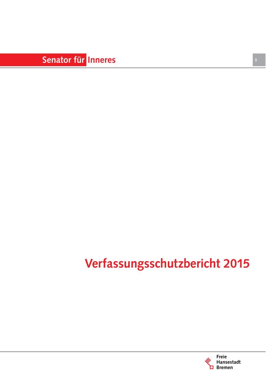 Seite 3 des Verfassungsschutzbericht 2015 Bremen