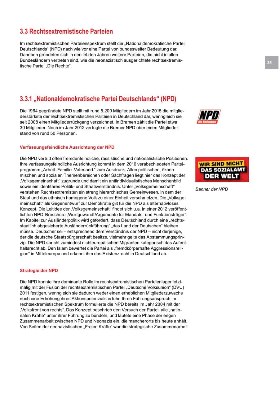 Seite 25 des Verfassungsschutzbericht 2015 Bremen