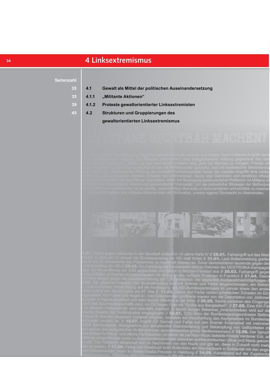 Seite 34 des Verfassungsschutzbericht 2015 Bremen